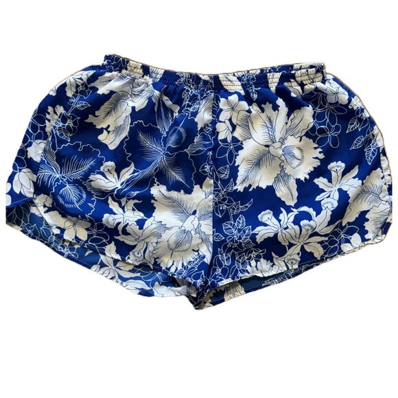 Vintage 80s Sportco Men's Blue Hawaiian Print Swim Trunks, 1" Inseam, W32 - Picture 1 of 8